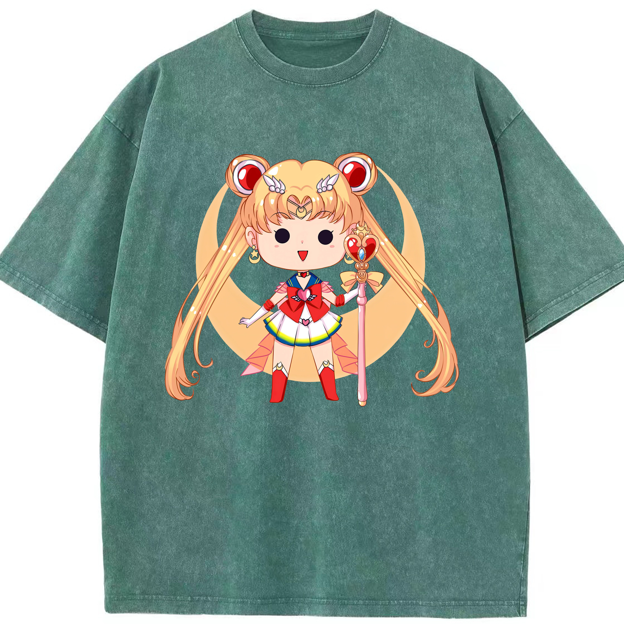 （画像用） 美少女戦士セーラームーン 月野 うさぎ つきの うさぎ Sailor Moon Tsukino Usagi 綿100% ヴィンテージ風 半袖Tシャツ（フロントプリント）